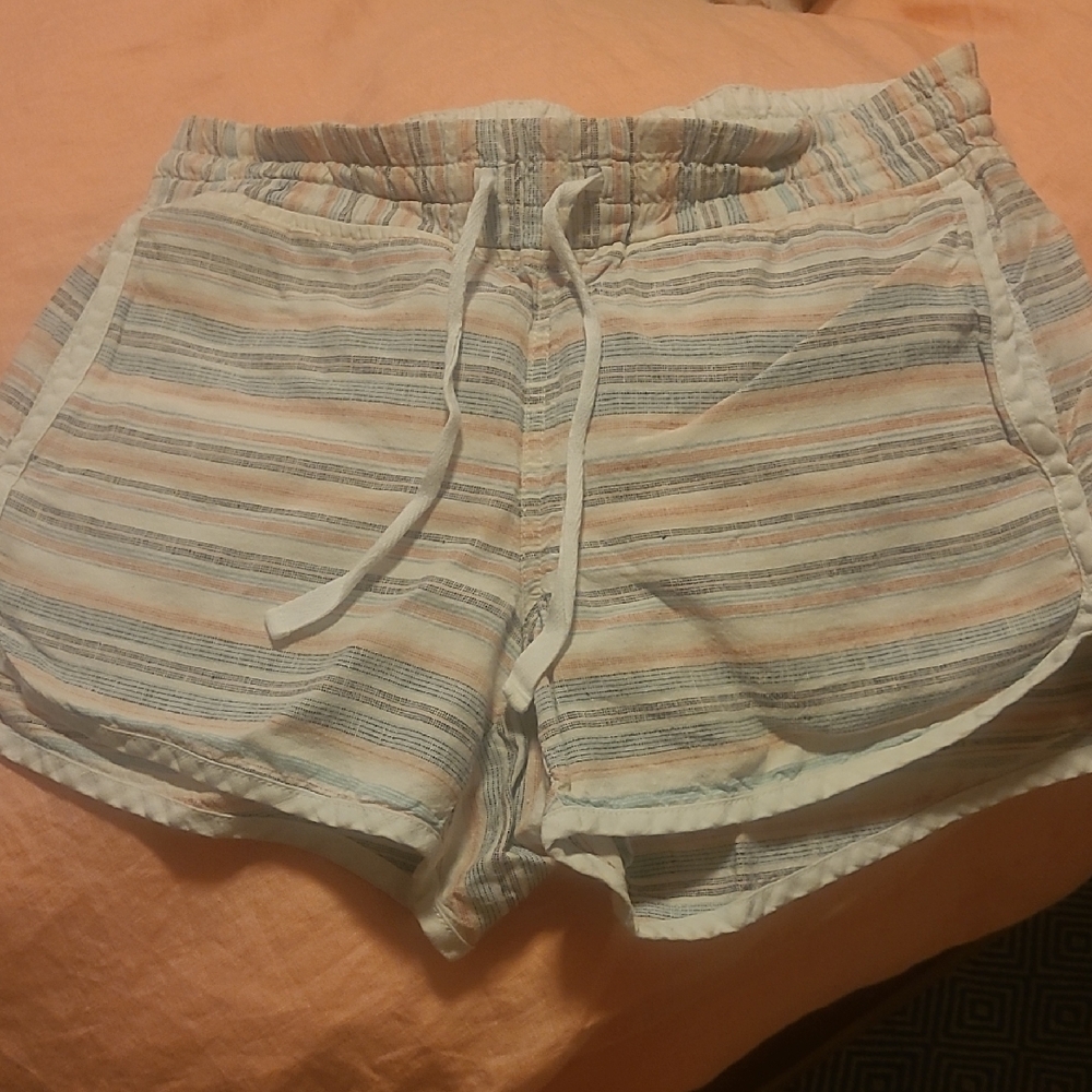 Athleta Pink and Blue Athletic Shorts with Elastic Waistband